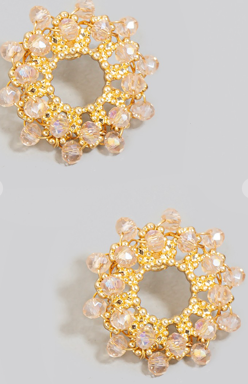 Cluster Glass Studs Taupe