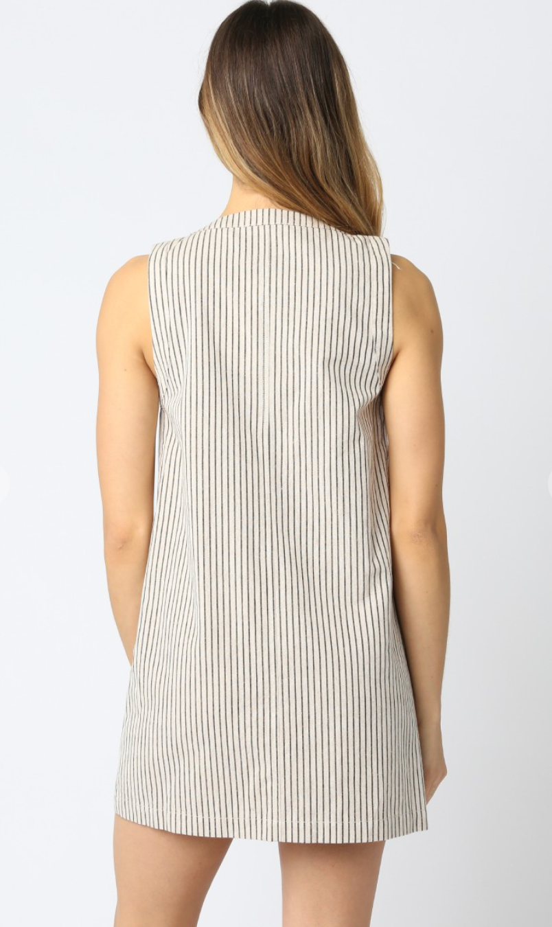 Buttons Linen Stripe Dress