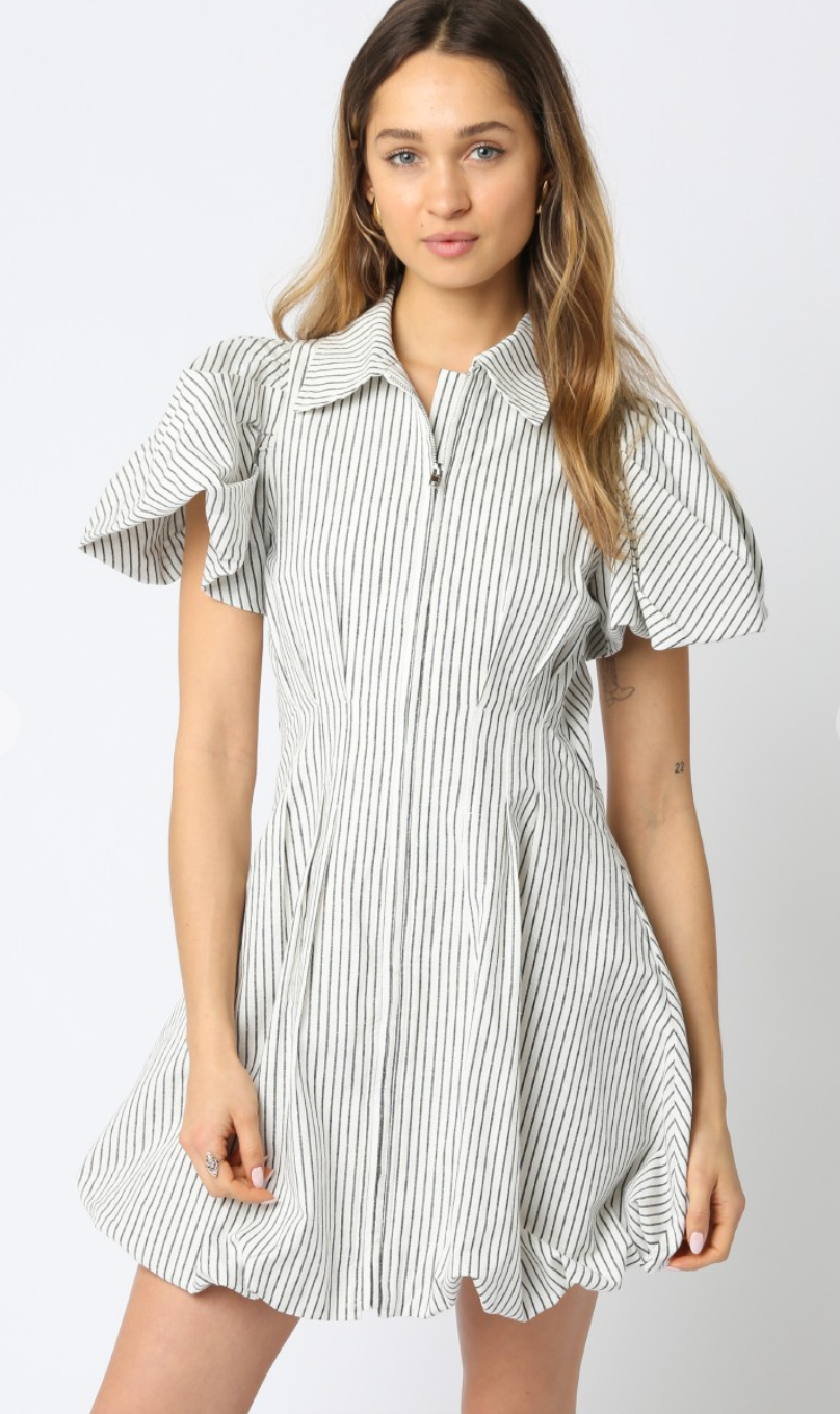 Brea Stripe Bubble Hem Dress