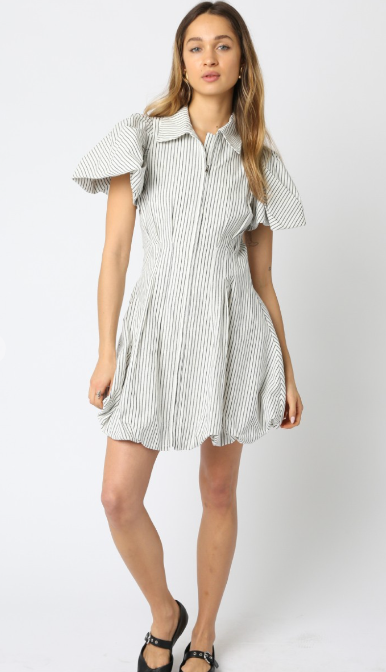 Brea Stripe Bubble Hem Dress