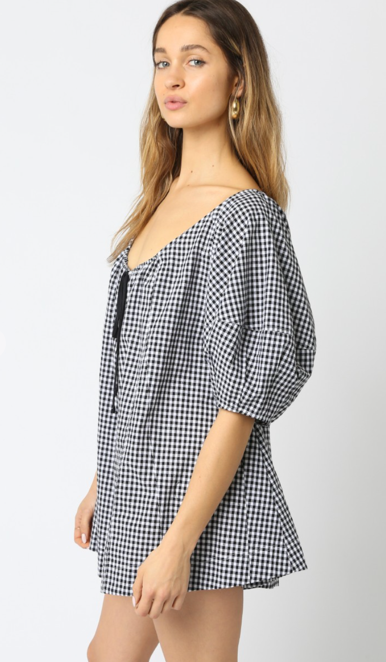 Gingham Tie Front Romper