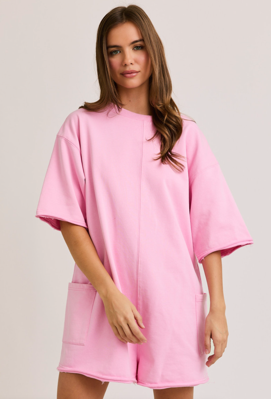 Pink V Back Romper