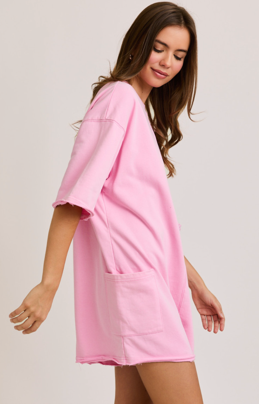 Pink V Back Romper