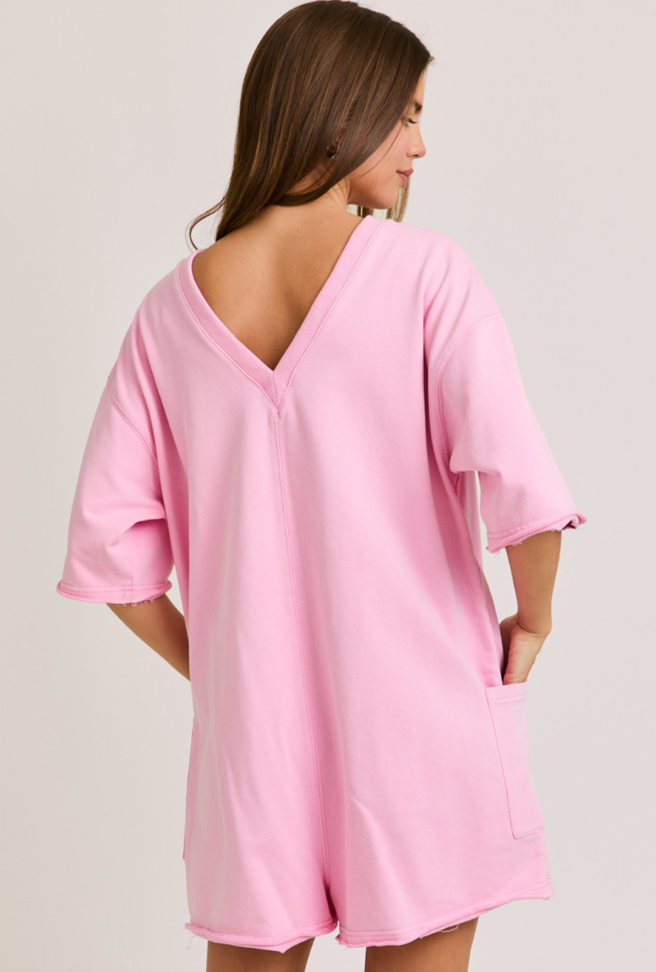 Pink V Back Romper