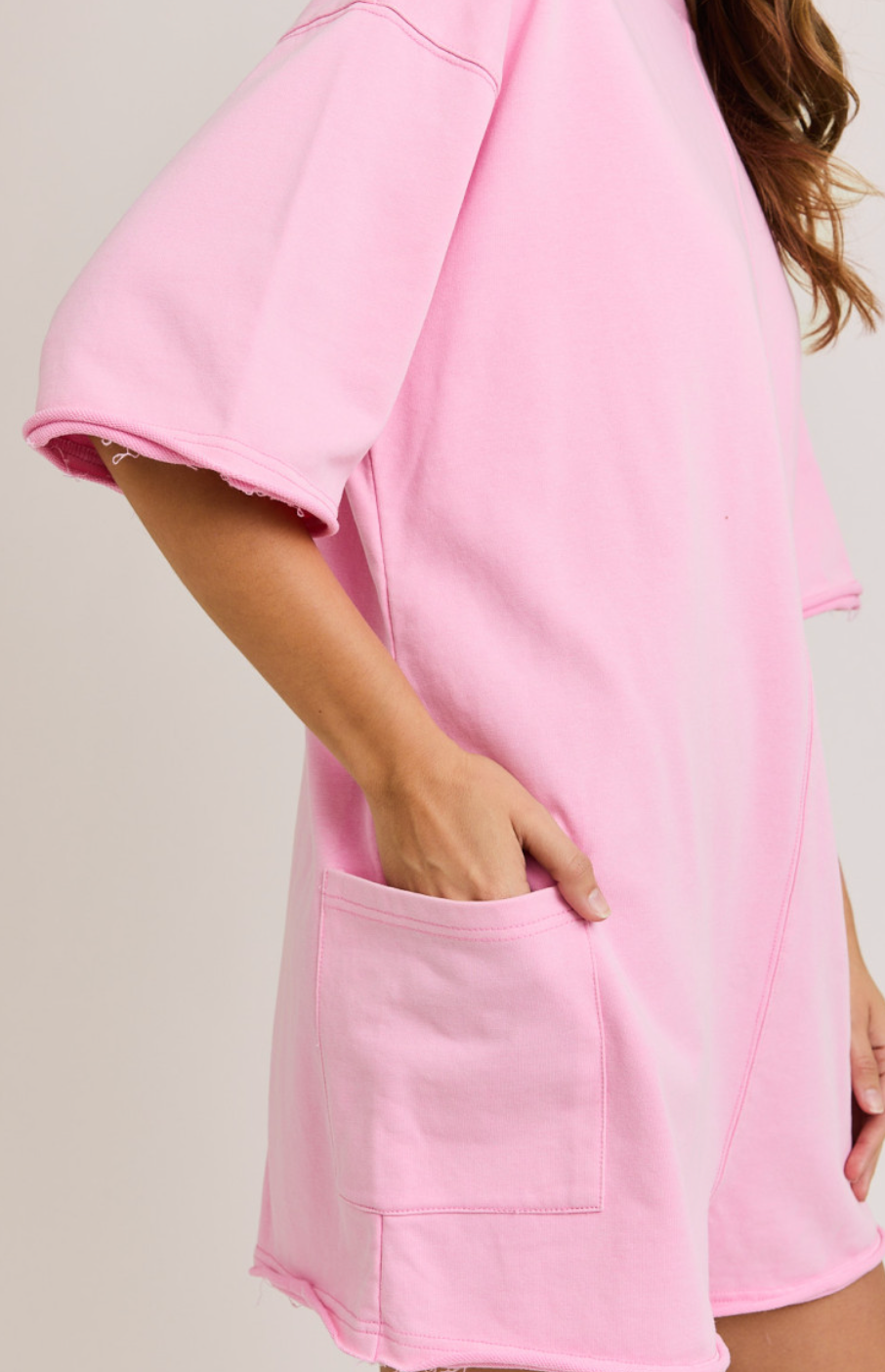 Pink V Back Romper
