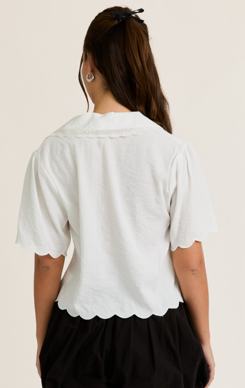 Flower Embroidered Tie Top