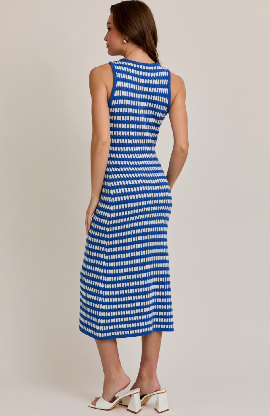 Blue/White Stripe Sweater Midi Dress