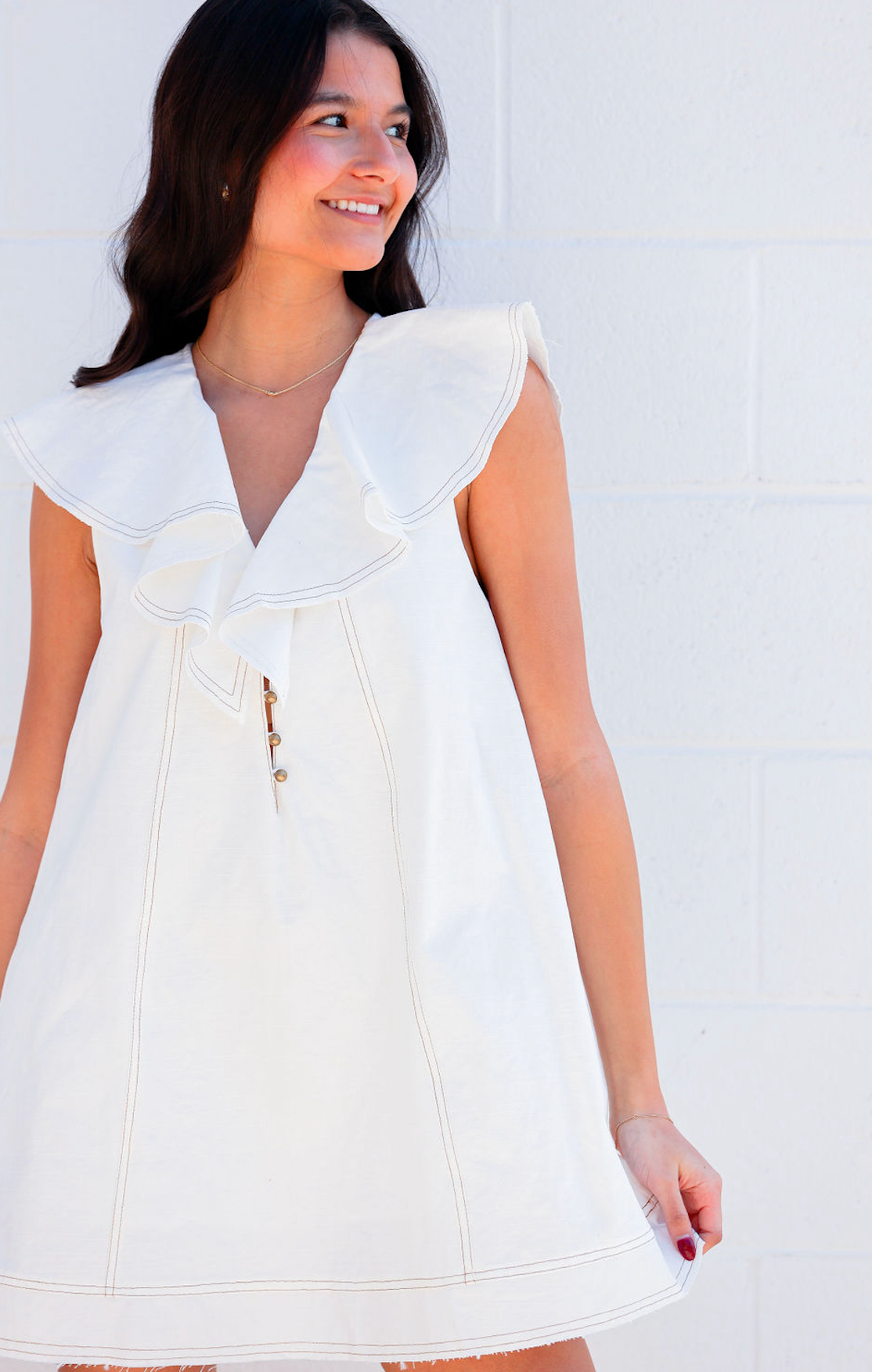 Rayne Ruffled Collar Dress White