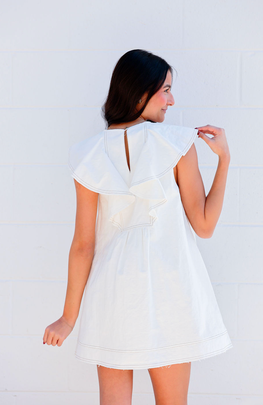 Rayne Ruffled Collar Dress White