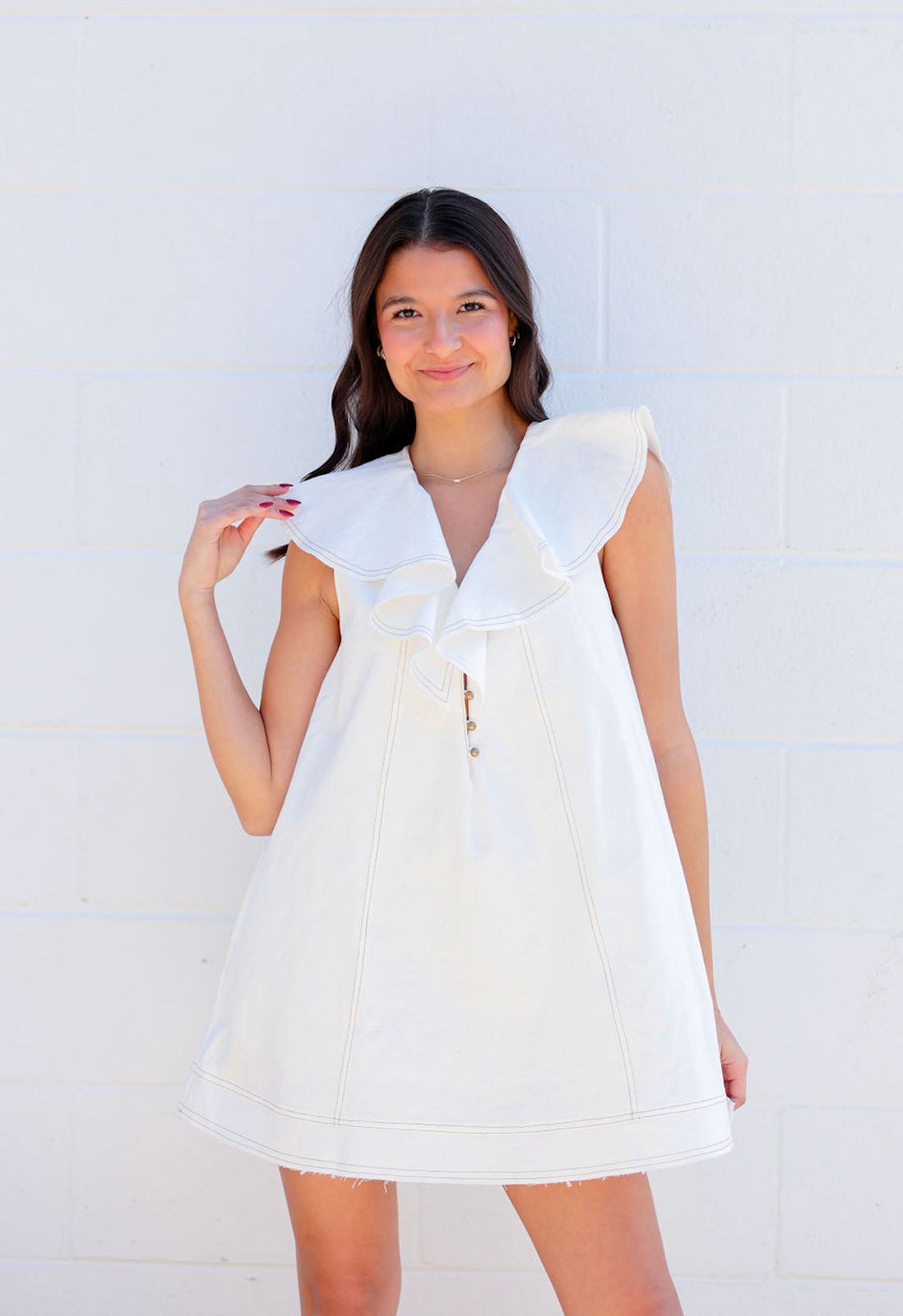 Rayne Ruffled Collar Dress White