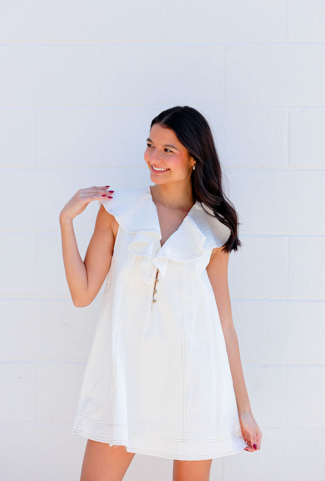 Rayne Ruffled Collar Dress White