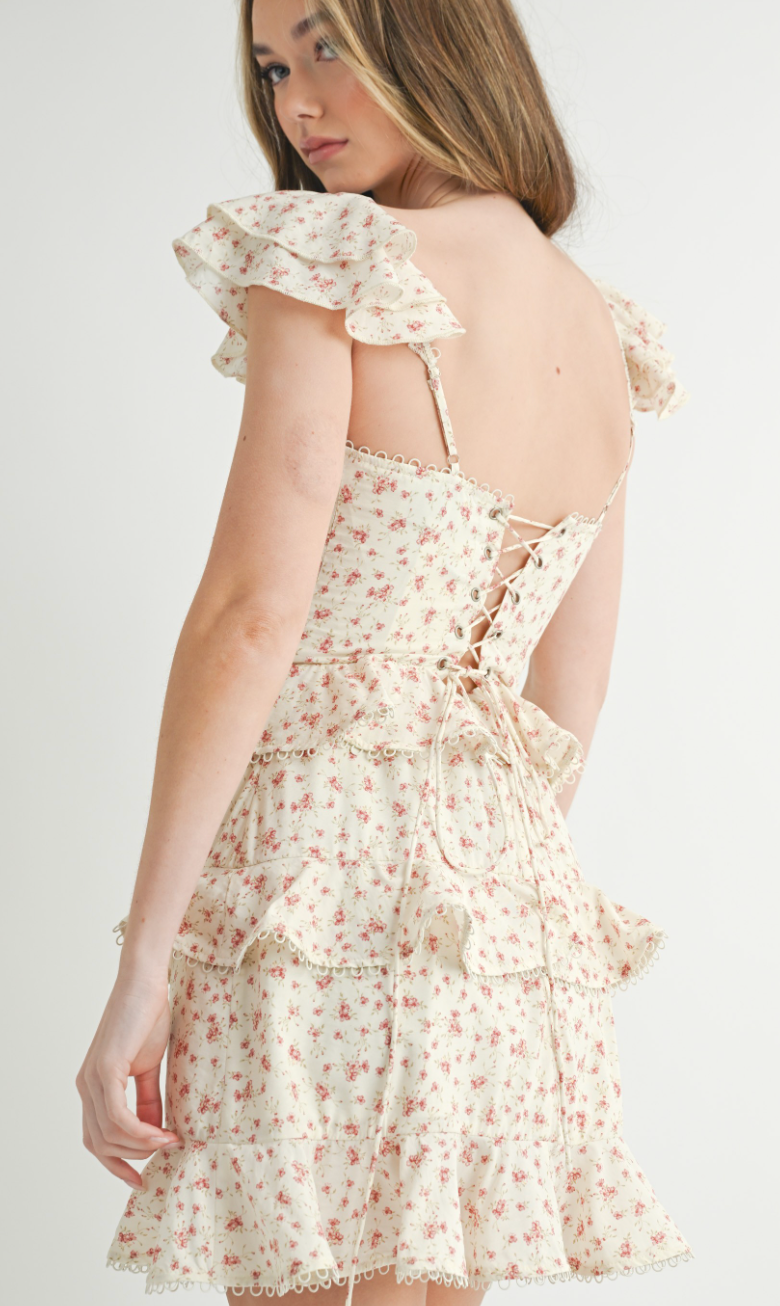Floral Corset Ruffle Dress