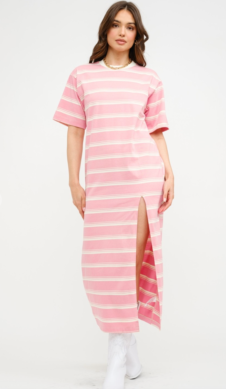 Avielle Pink Stripe T-shirt Dress