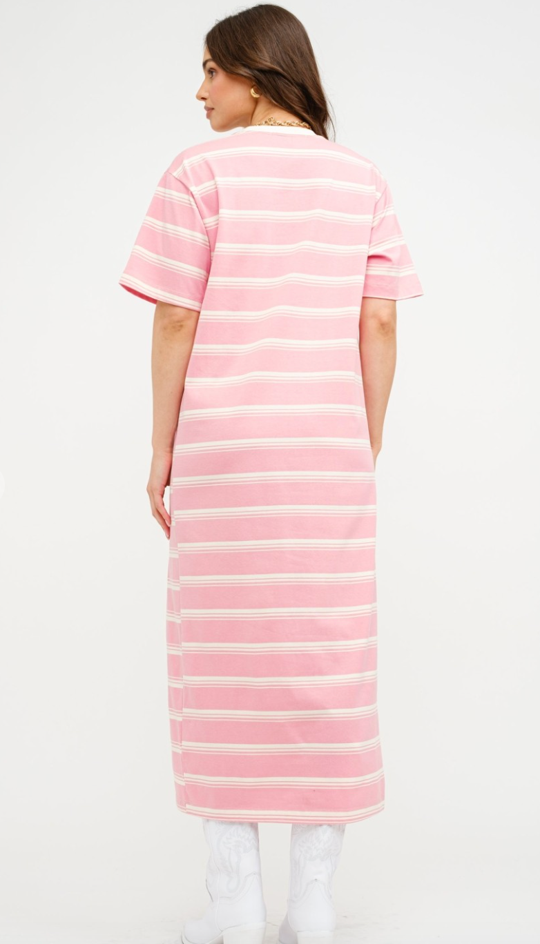 Avielle Pink Stripe T-shirt Dress
