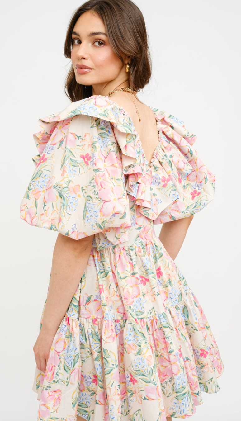 Dana Painted Floral Babydoll Dress