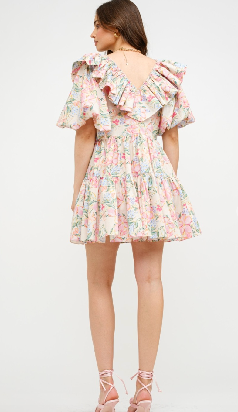Dana Painted Floral Babydoll Dress