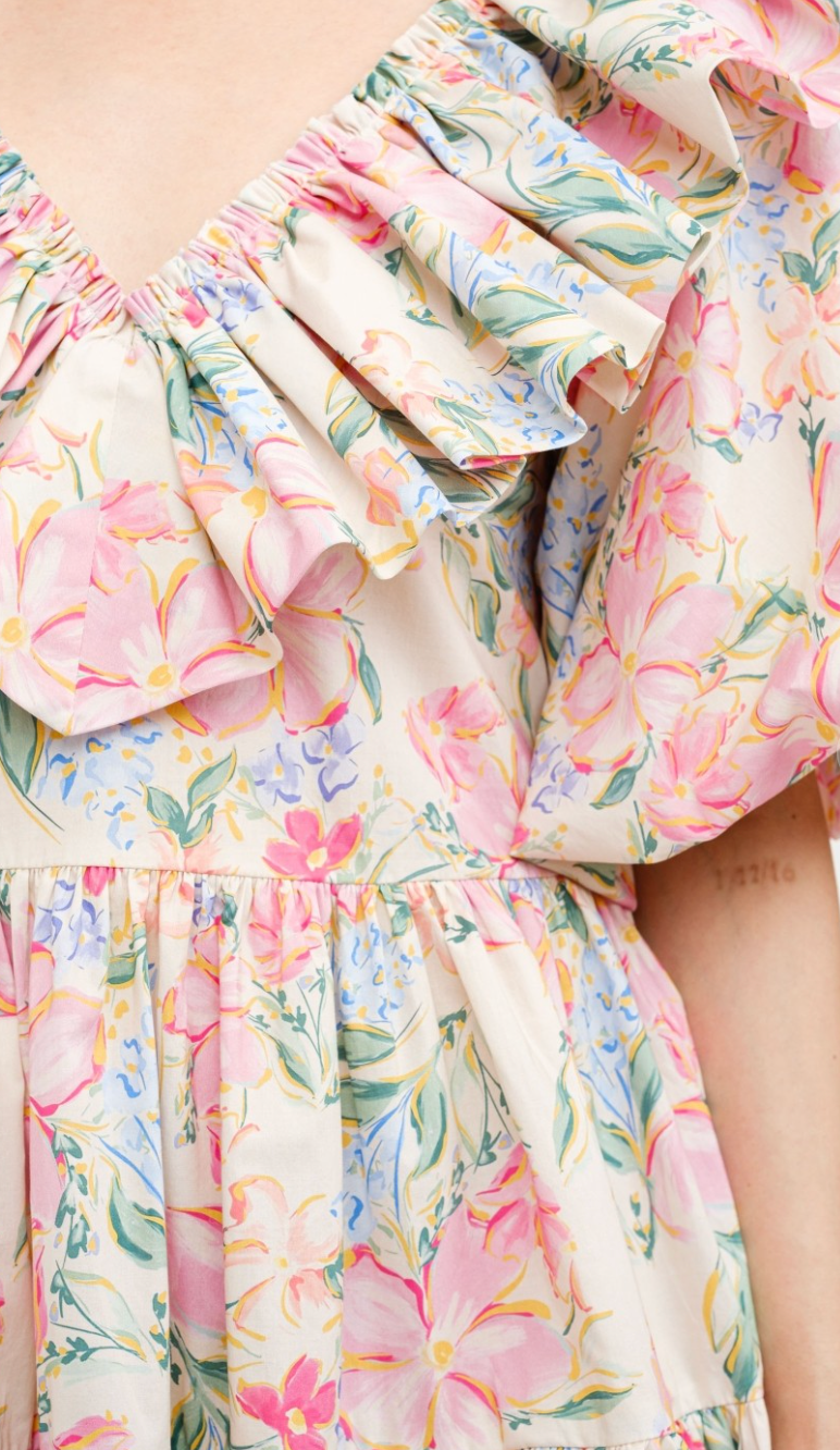 Dana Painted Floral Babydoll Dress