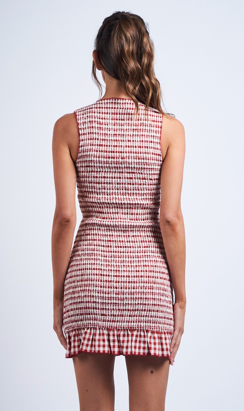 Red Checker Smock Dress