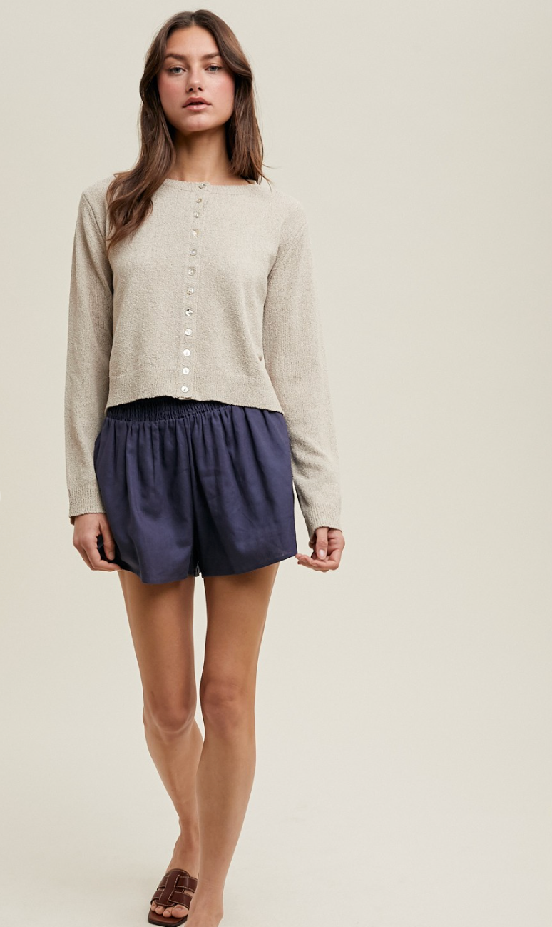 Button Up Knit Sweater Taupe