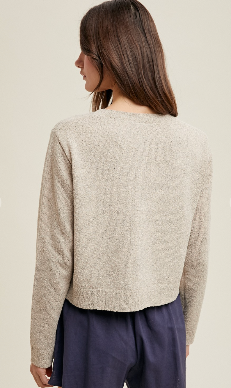 Button Up Knit Sweater Taupe