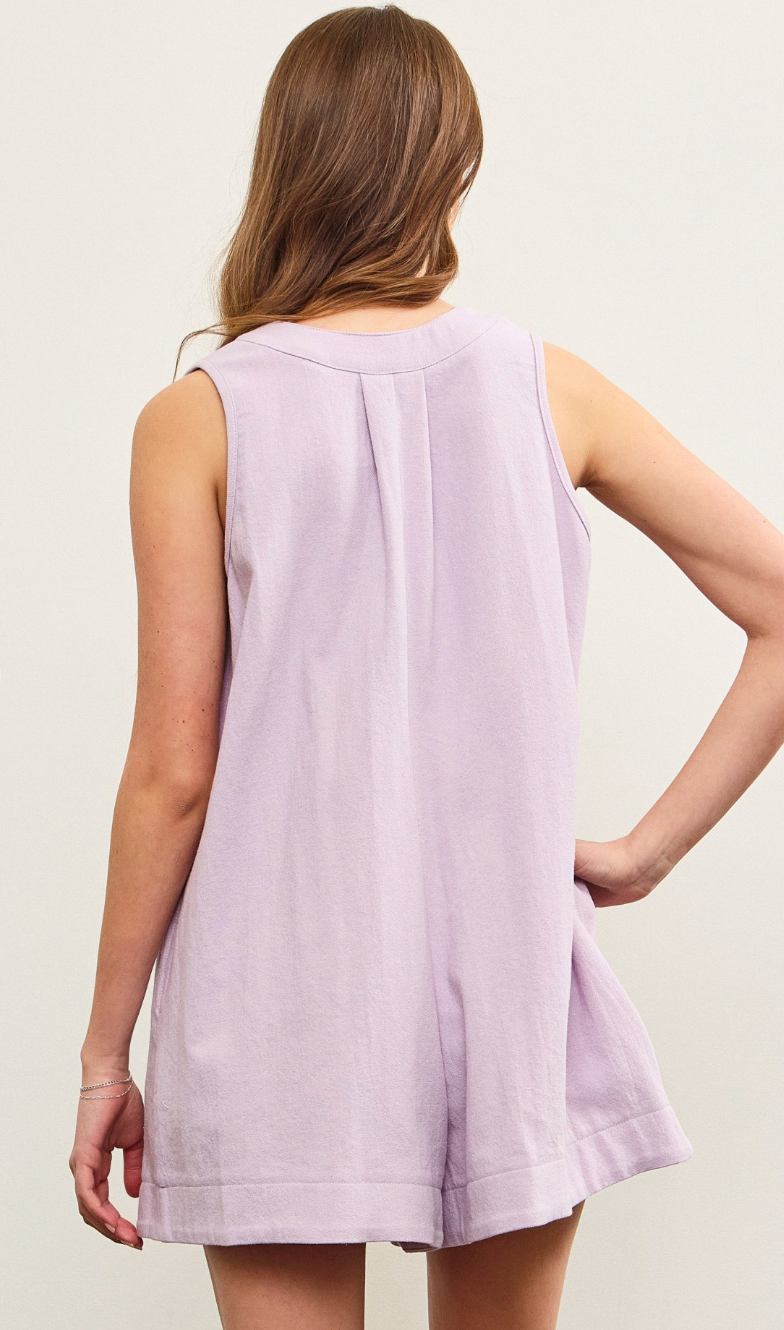 Lavender Pleated Front Romper