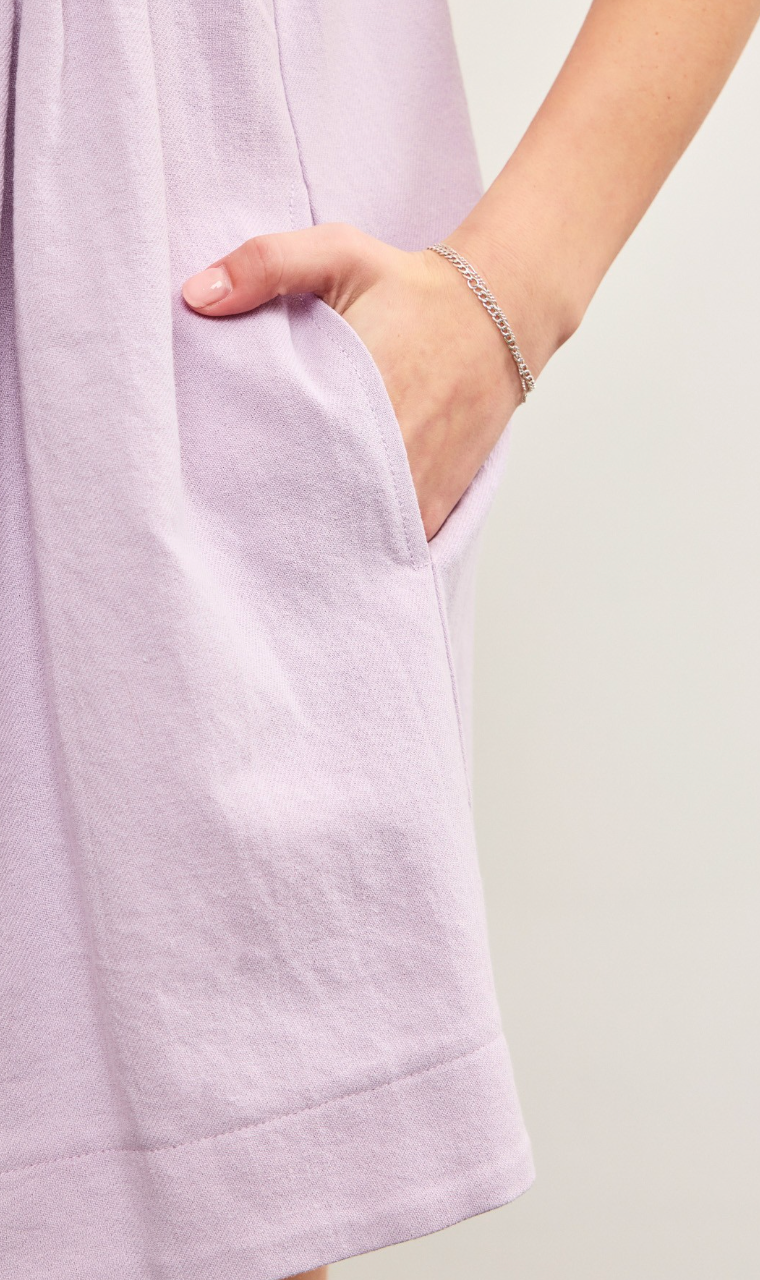 Lavender Pleated Front Romper