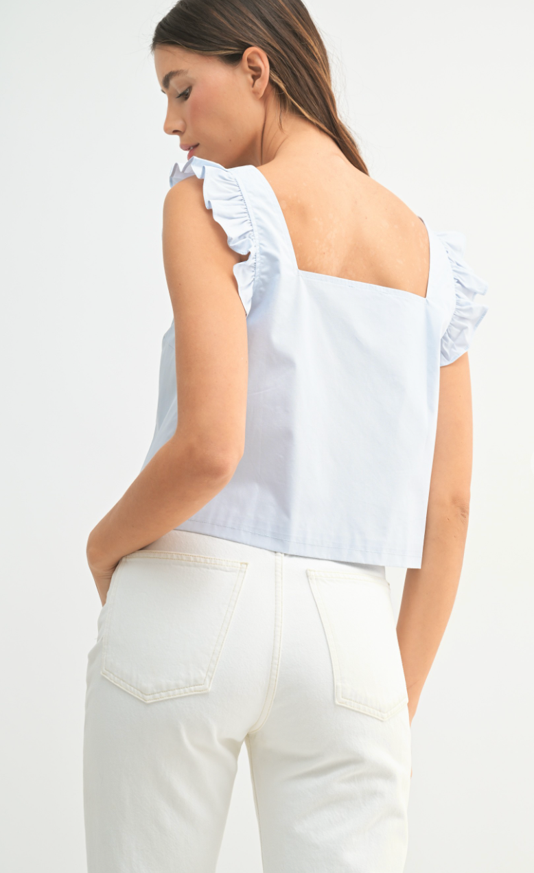 Poplin Tie Flutter Top