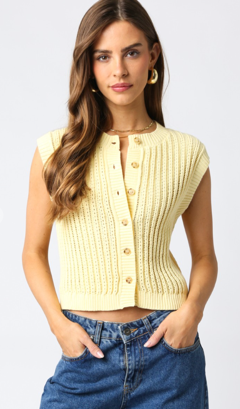 Button Knit Tank Butter