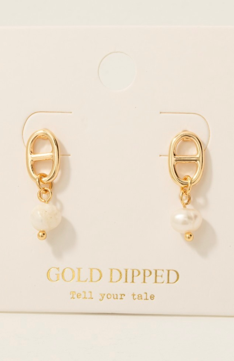 Anchor Chain Pearl Studs