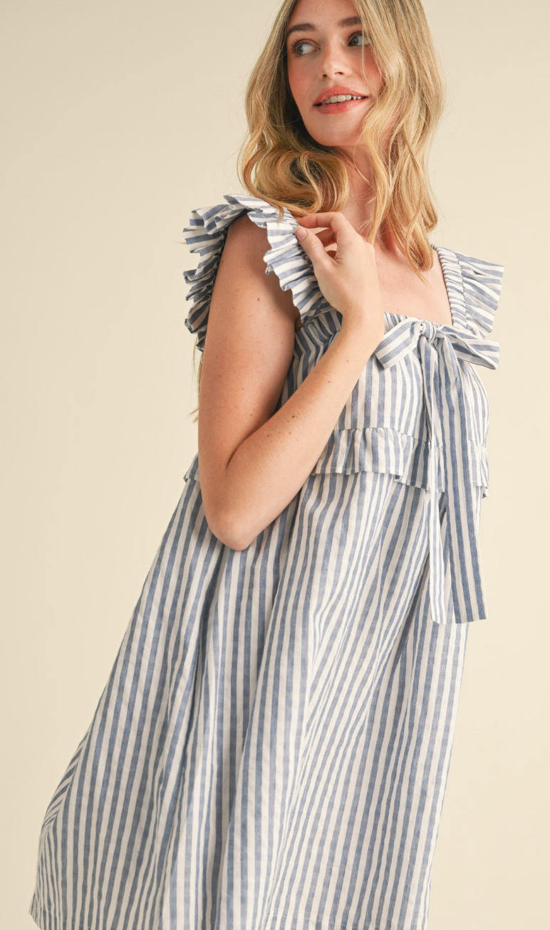 Ruffle Trim Stripe Dress
