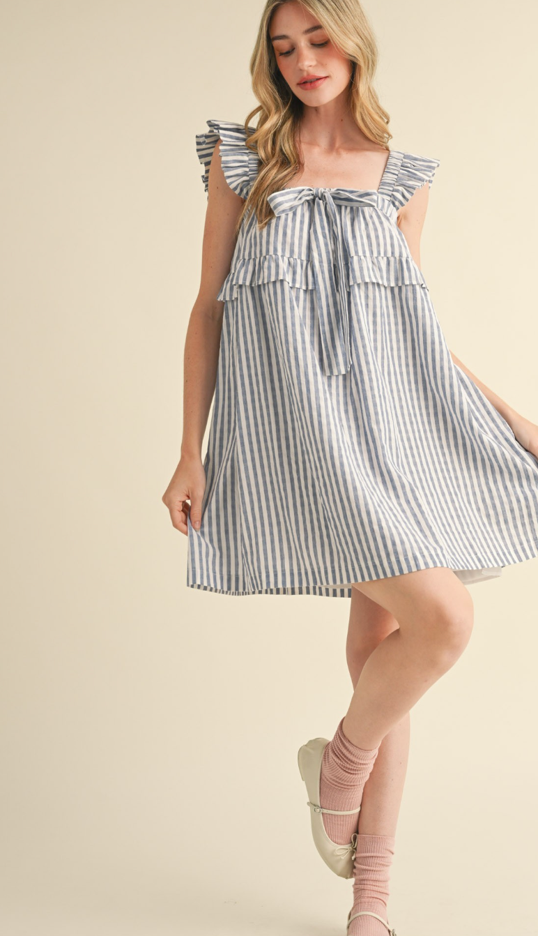 Ruffle Trim Stripe Dress
