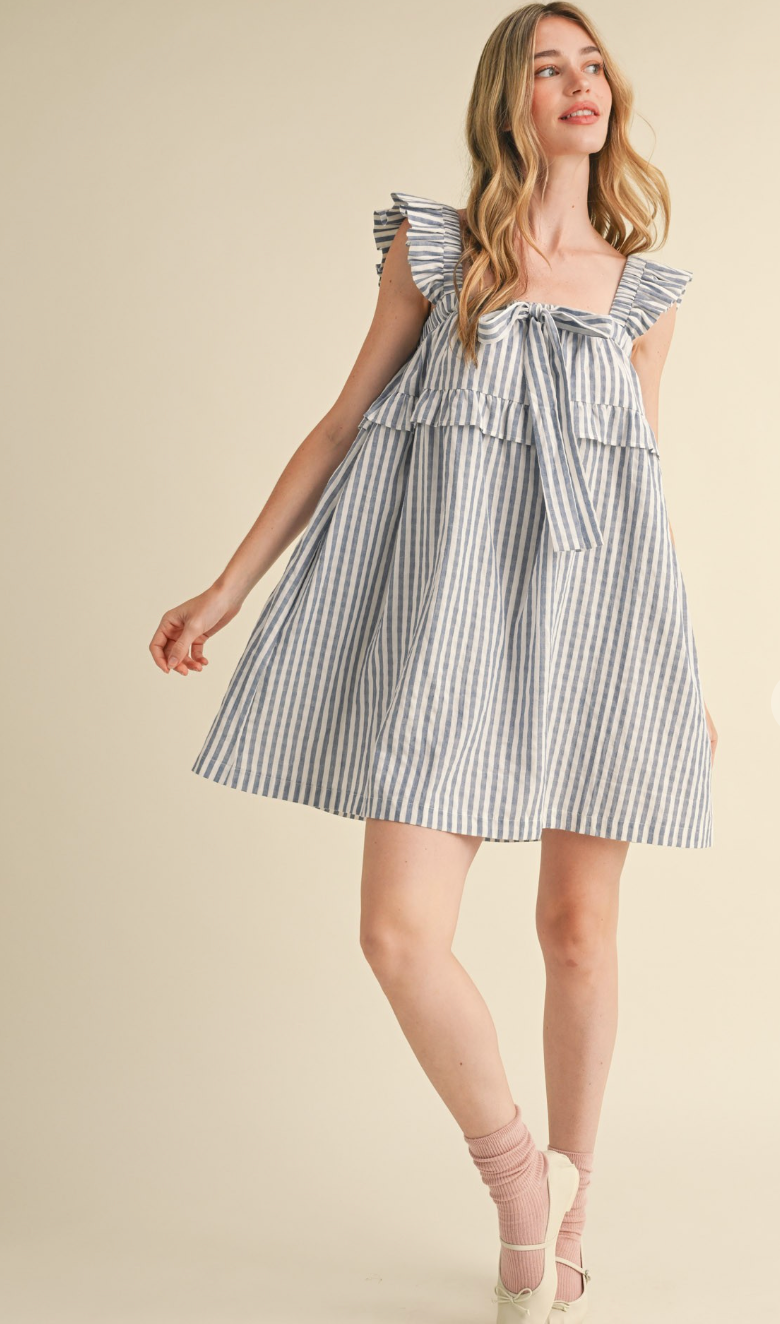 Ruffle Trim Stripe Dress