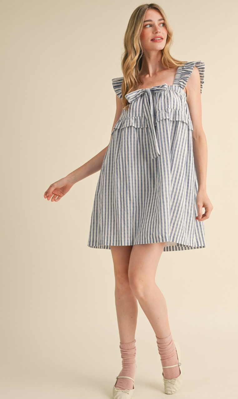 Ruffle Trim Stripe Dress
