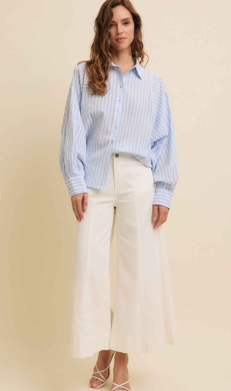 Cotton Stripe Shirt Blue