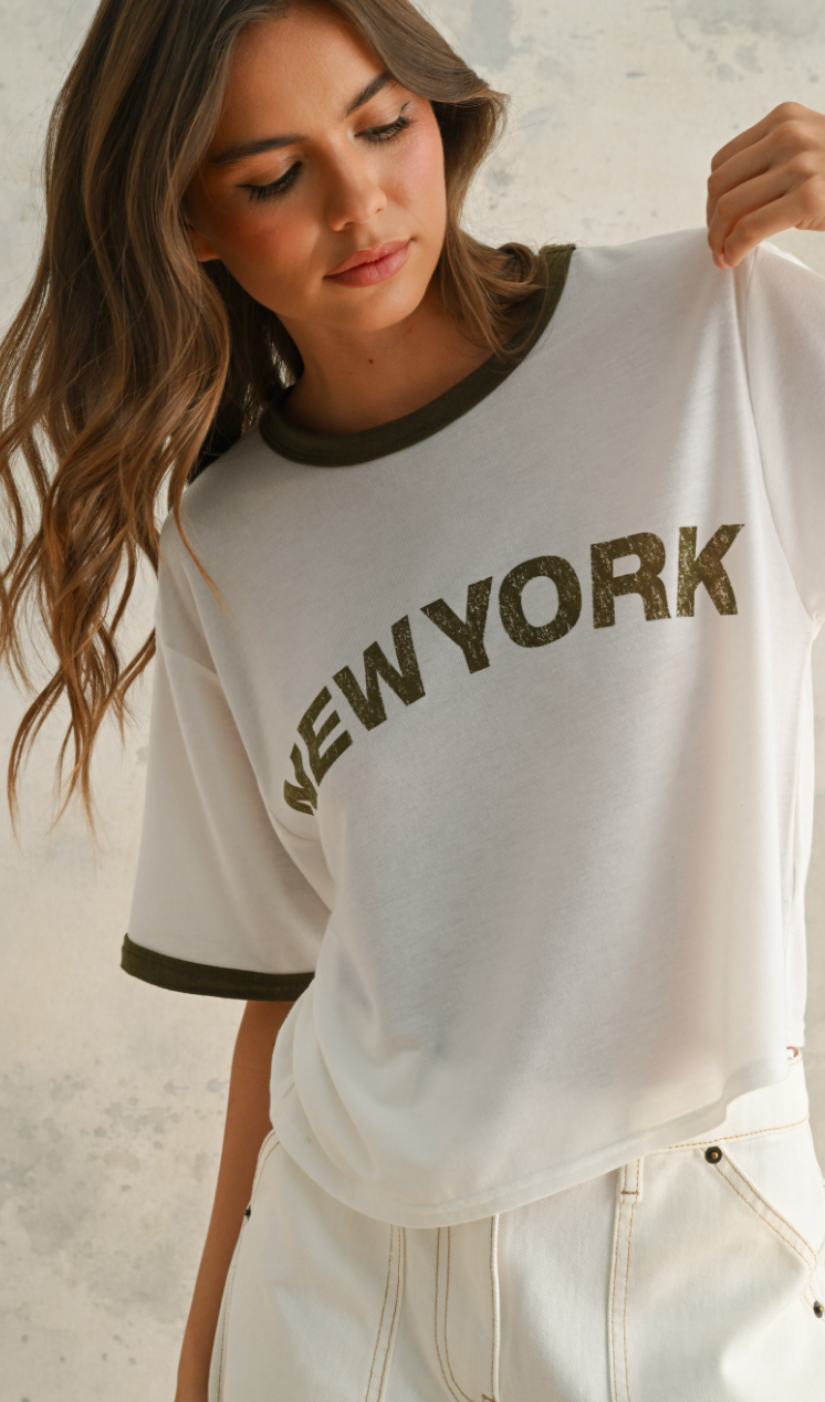 New York Baseball Tshirt Olive