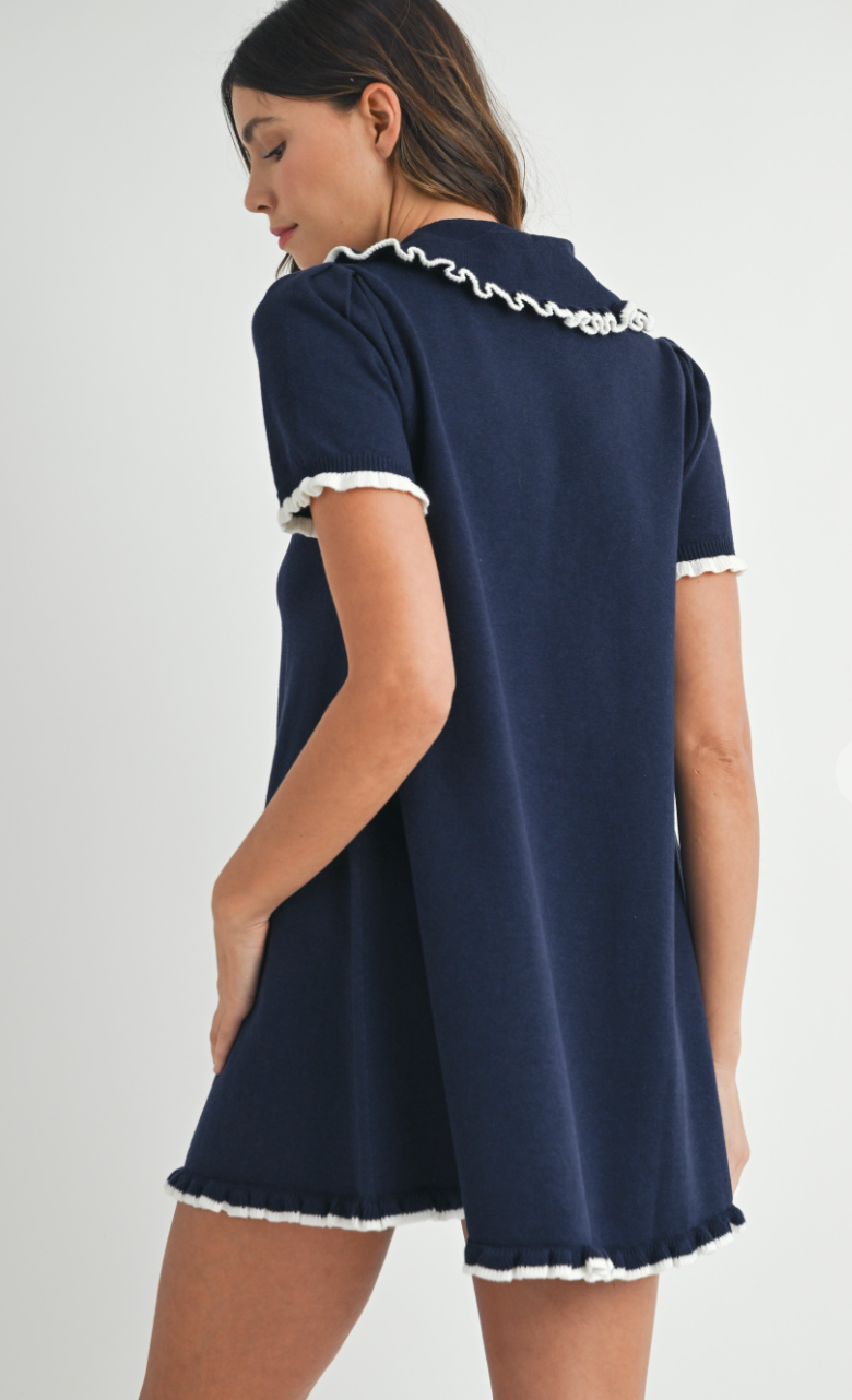 Madeline Navy Collar Knit Dress