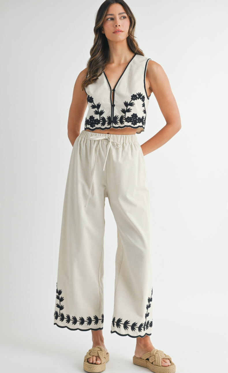 Paige Embroidered Tank & Pants Set of 2