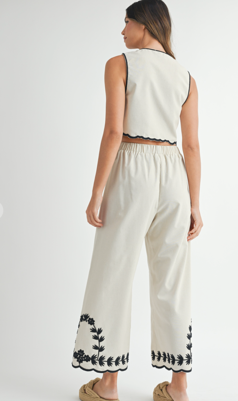 Paige Embroidered Tank & Pants Set of 2