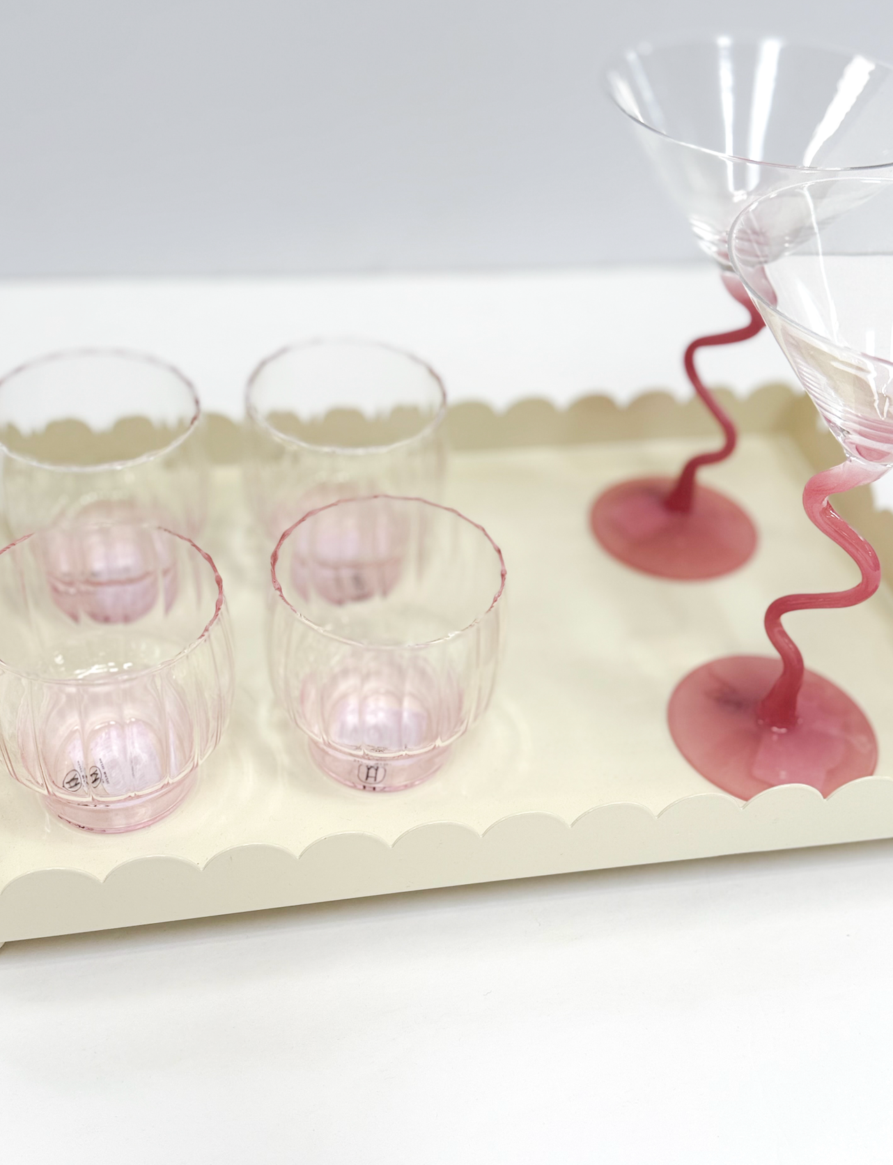 Cream Scallop Footed Tray