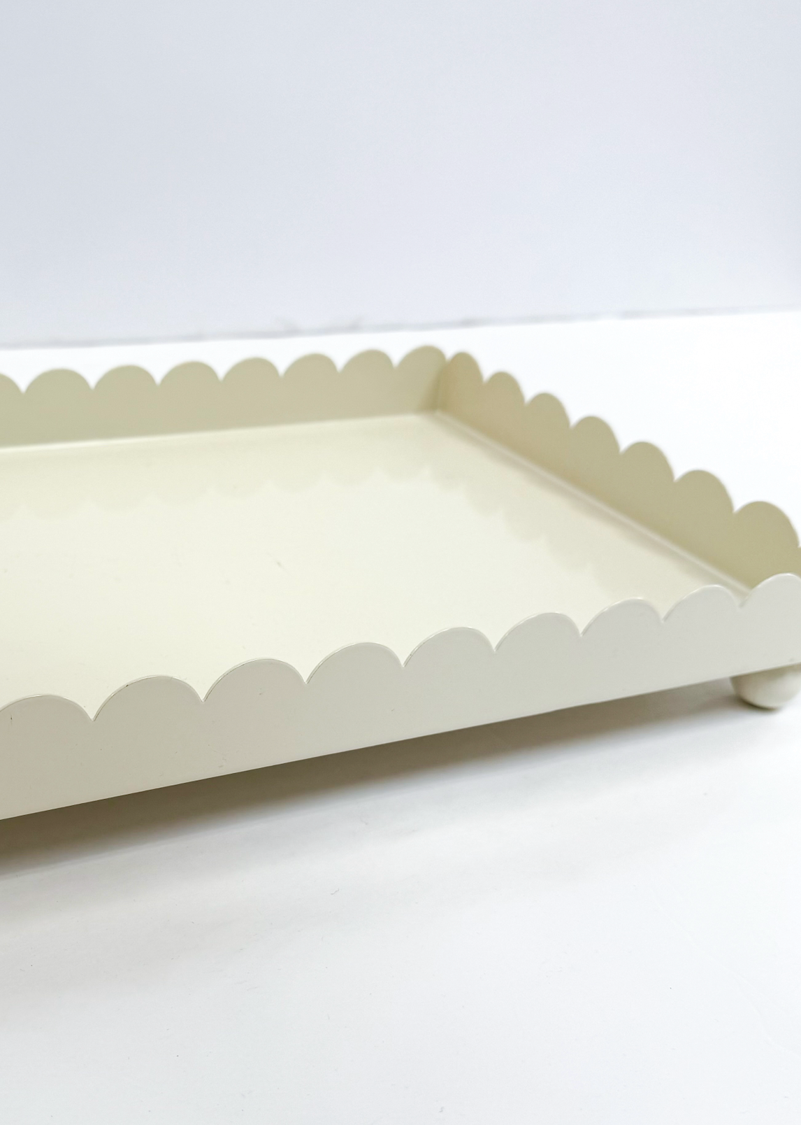 Cream Scallop Footed Tray