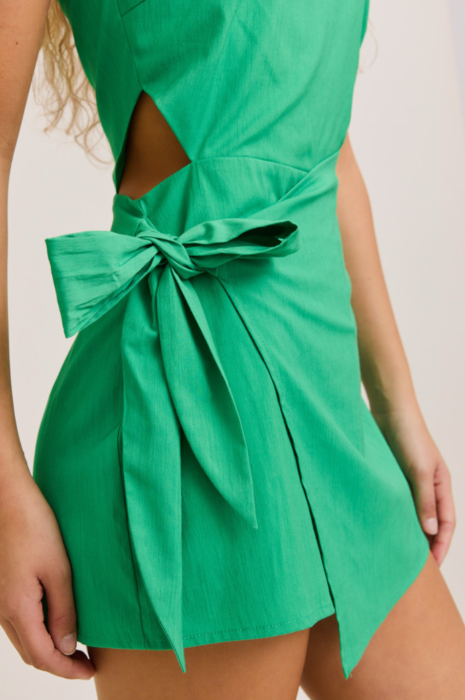 Strapless Side Tie Romper Green
