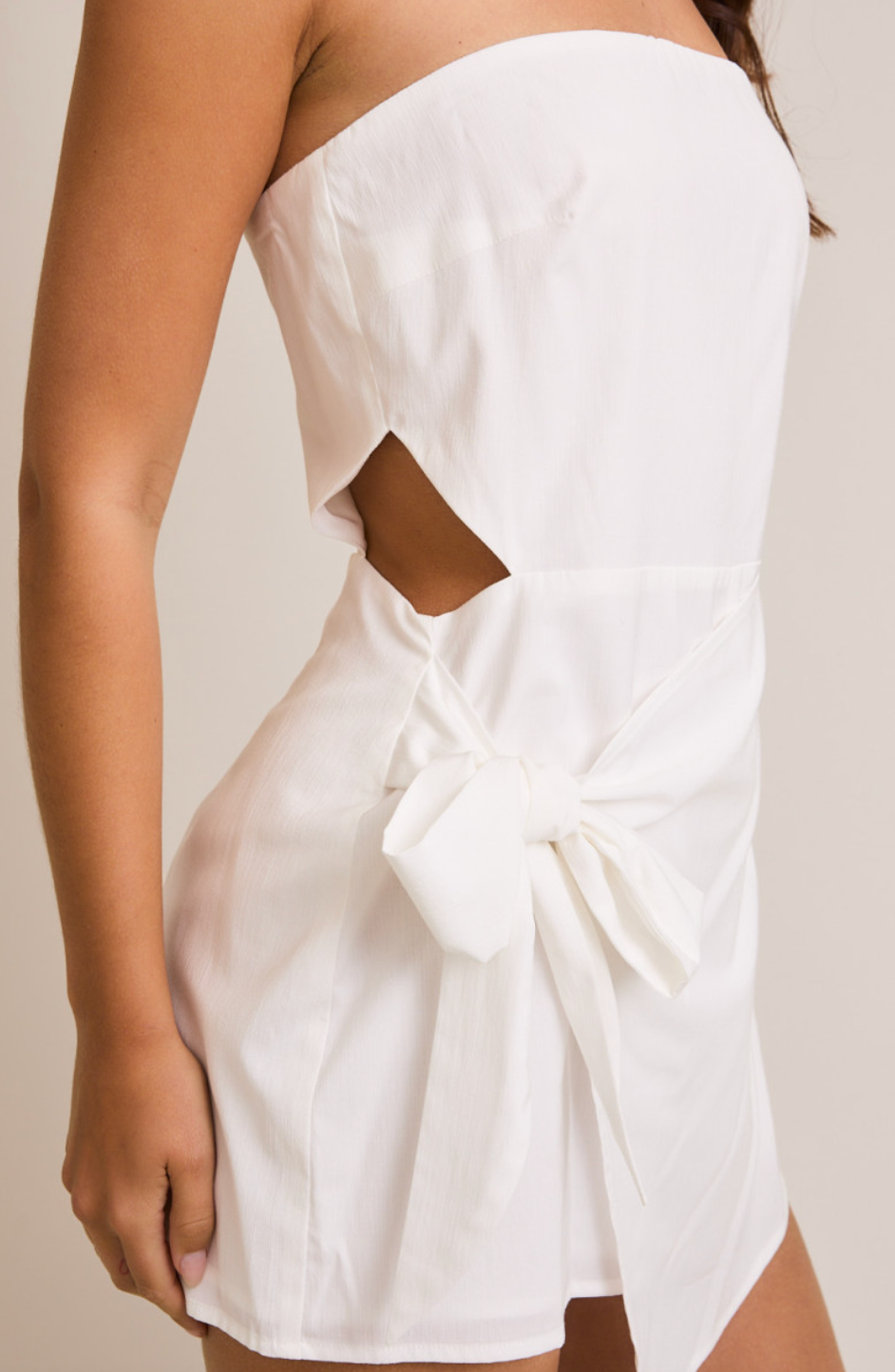 Strapless Side Tie Romper White