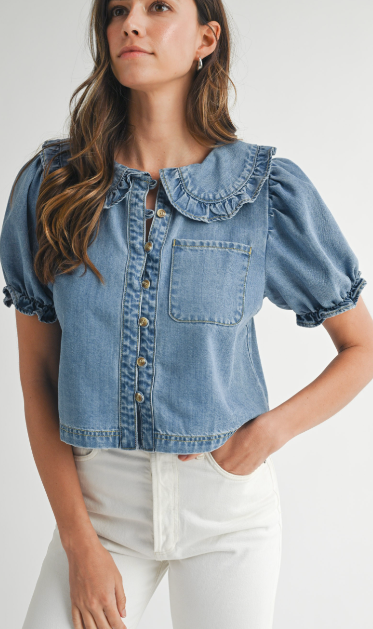 Farrah Collared Denim Top