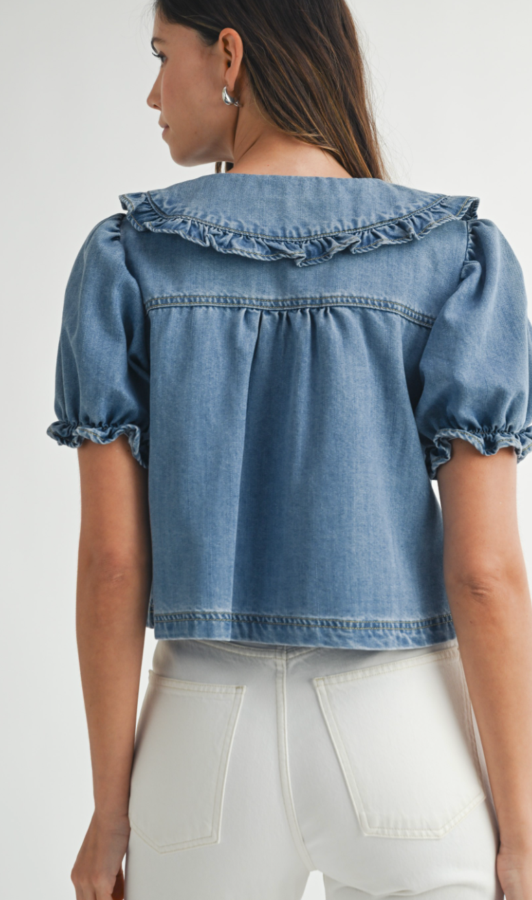 Farrah Collared Denim Top
