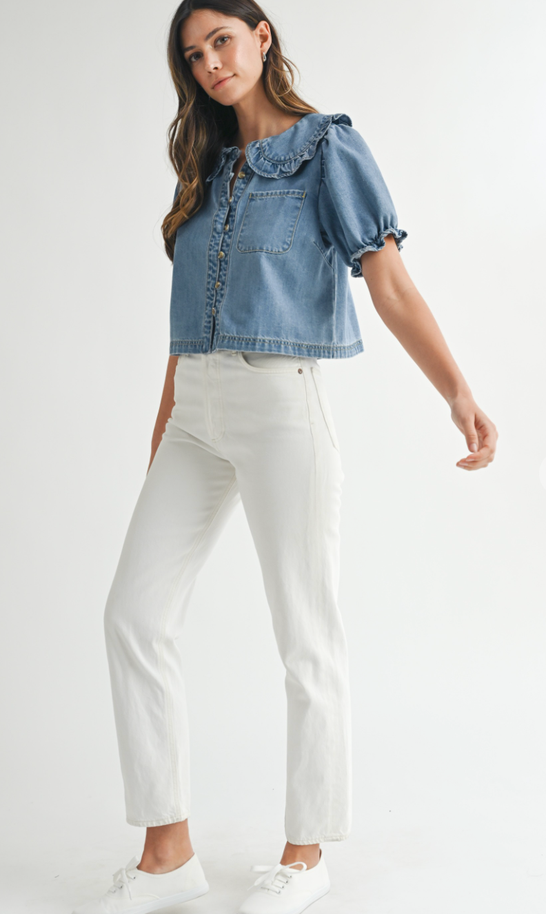 Farrah Collared Denim Top