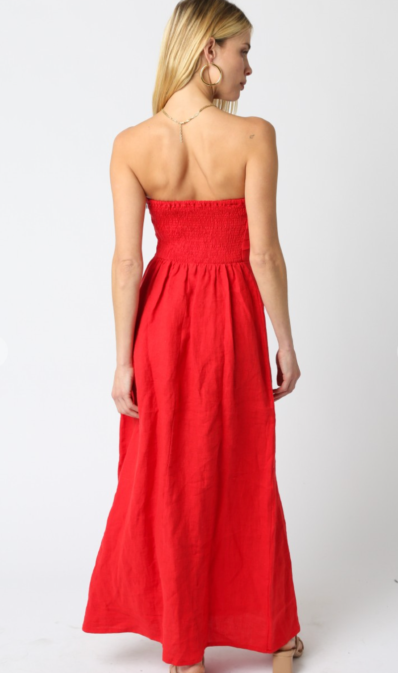 Red Irise Strapless Dress