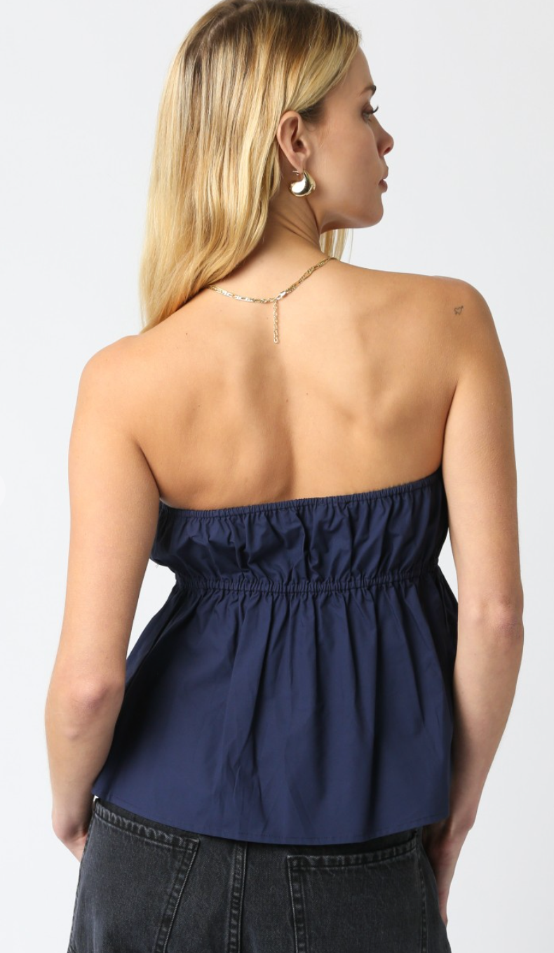 Strapless Tie Top Navy