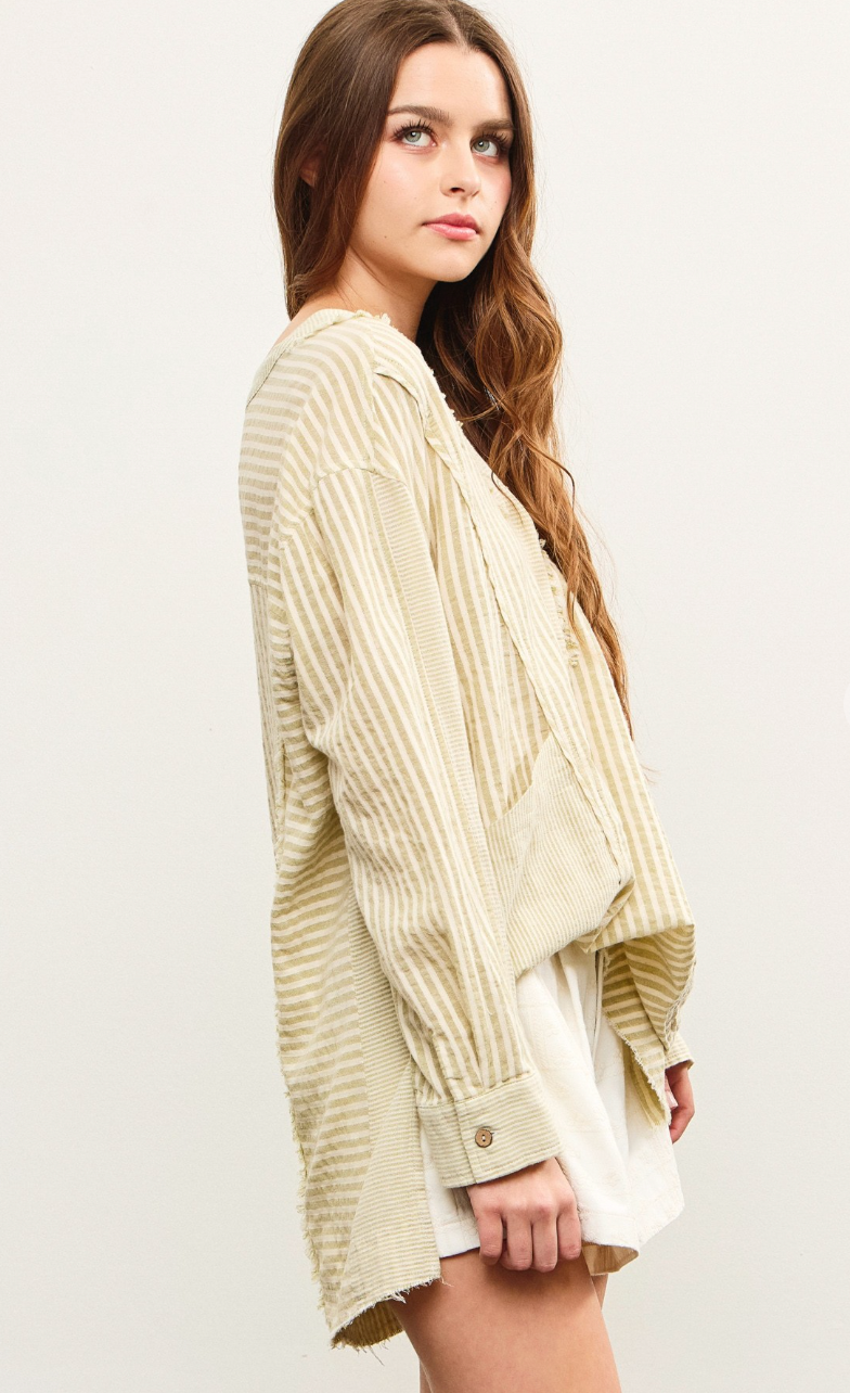Matcha Stripe Pocket Top