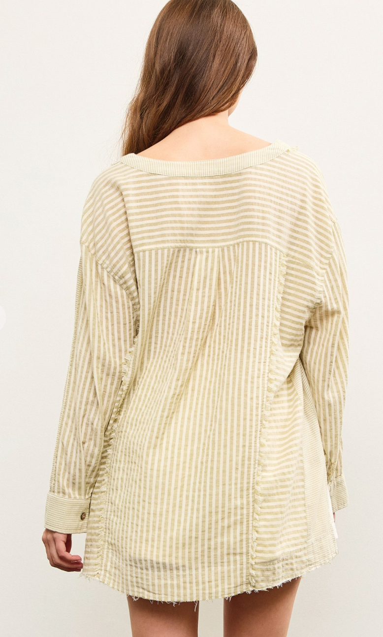 Matcha Stripe Pocket Top