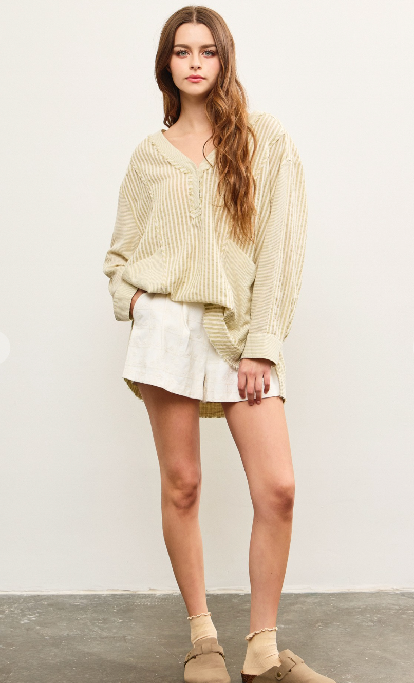 Matcha Stripe Pocket Top
